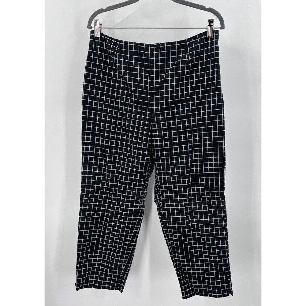 Valerie Stevens Womens 12 Silk Blend Plaid Ankle Trousers Dress Work Pants Black